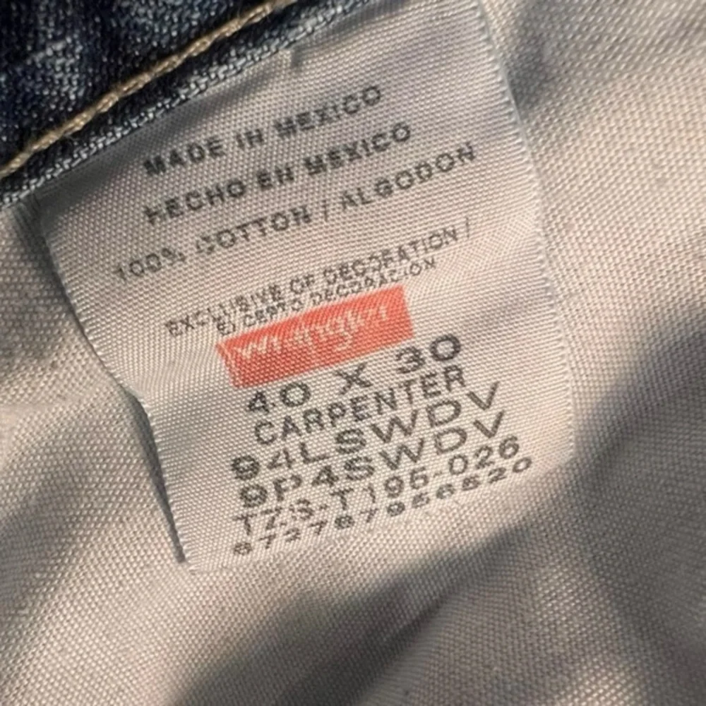 Wrangler Carpenter Jeans Adult 40x30 Blue Denim Relaxed Fit Straight Leg 94LSWDV - Picture 6 of 13